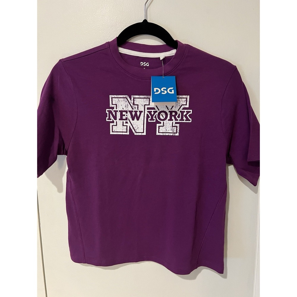 NWT DSG Girl's Size S (8-9) Boxy Graphic Tee Purple New York Youth Small